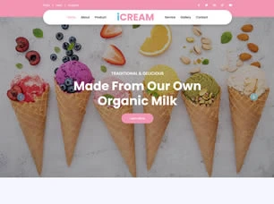 Ice Cream Shop Website - Dessert & Sweet Treats Web Design